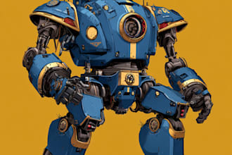 custom futuristic mecha robot character art