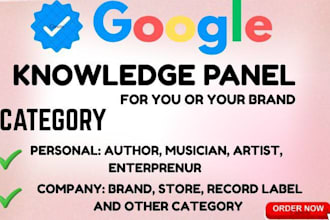 create standard google knowledge panel, knowledgepanel for any person or brand