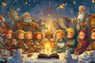 christmas children book illustration, bible illustration