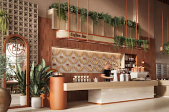 do retail store,shop cafe restaurants interior design and rendering