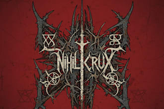 design hand draw an atmospheric black metal logo