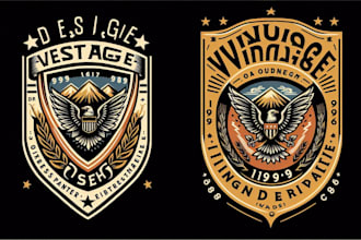 make unique vintage shield logo with best t shirt design