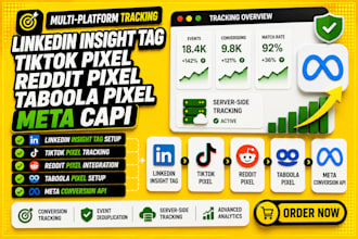 setup tiktok, linkedin insight tag, reddit, taboola, meta pixel conversion API