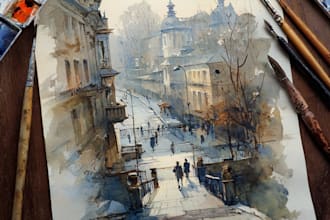 make watercolor landscape design