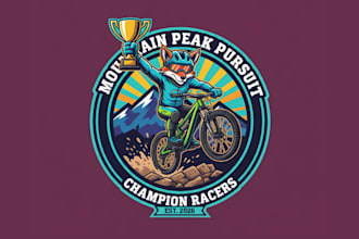 create awesome bike race wine mountain bike mascot logo design