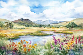 make watercolor landscape design