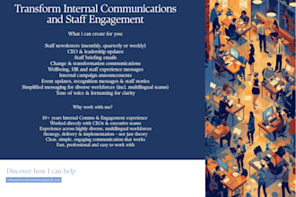 write internal communication emails, staff updates and newsletters
