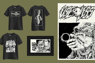 make pen and ink extreme horror metal artwork