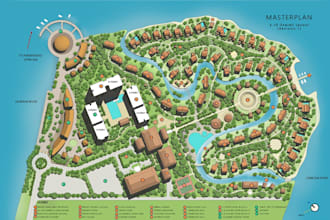 do architectural 3d rendering site plan master plan property or aerial map view