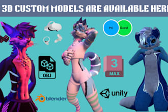 create 3d vrchat avatar 3d vtuber model custom furry avatar