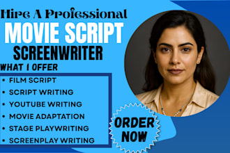 do screenplay, movie script, screenwriting and script editing for short film