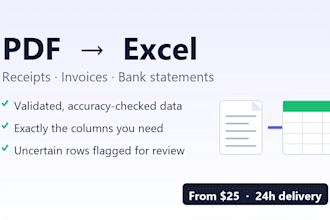 extract data from pdfs, receipts and invoices into clean excel