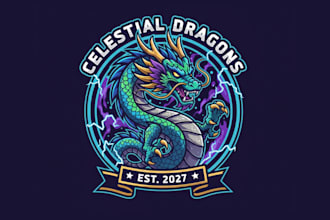make asian dragon mascot logo design for your company