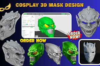 sculpt 3d mask model and 3d helmet cosplay mask armor ready for print and paint