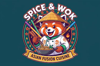 design asian fusion restaurant mascot logo design with your business