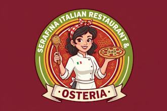 create serafina italian restaurant osteria mascot logo design