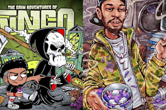 design cartoon album mixtape cover single hip hop music artwork rap album cover