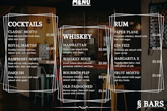 design menus for bars with elegancy