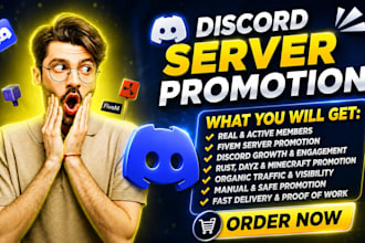 discord server promotion, fivem, minecraft, rust promotion, discord growth