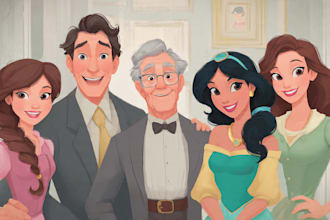 design a professional disney family portrait