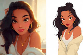 do cute disney cartoon portrait