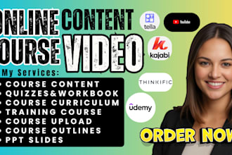 create online course content, ecourse, workbook, elearning video course creation