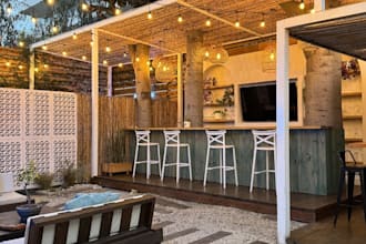 setup3d bar hotel exterior,outdoor beach design,nightclub render,cgi space,lobby