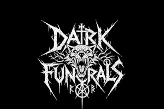 create a raw primitive black metal logo