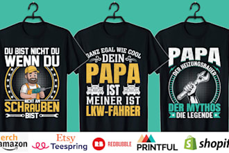 make custom german tshirt designs for merch, pod and print