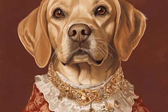 create custom royal pet portrait in high quality
