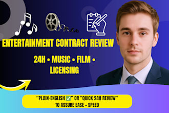 review your music, film contract, entertainment agreements in plain english 24h