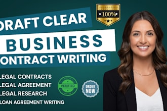 draft and review business contracts, resolve breach of contract, legal dispute