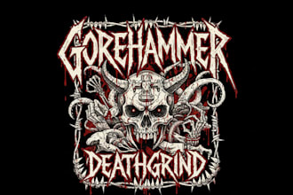 hand draw a bloody death grind logo