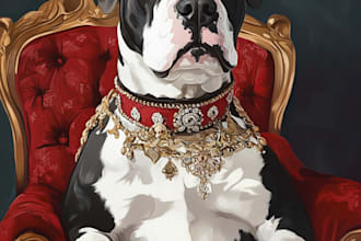 paint a royal renaissance pet portrait from dog cat photo
