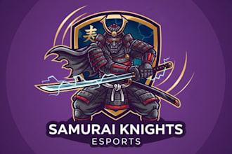 do wonderful samurai knight mascot logo design with company