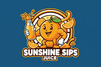 design orange flavor juice mascot logo design for your business