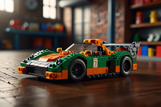 custom 3d lego minifigure toy car character animation custom lego design model