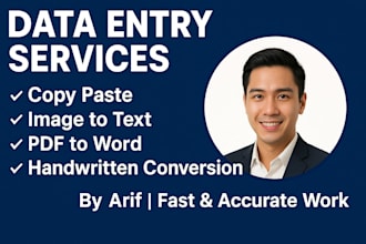 do manual data entry , PDF to word and image to text