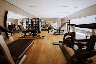 design fitness room workout space gym interior cardio training room 3d rendering