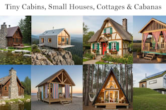 design 2d floor plan, for tiny cabins, small houses, cottages and cabanas