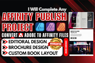 do affinity publisher project, design layout, ebook, brochure, and magazine
