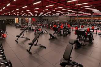 repose gym arena, render fitness center, sport complex, cgi indoor, revit model