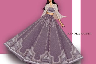 draw fashion illustrations for eastern or western outfits