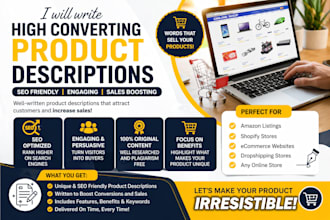 write SEO product descriptions for amazon and shopify