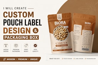 create a custom pouch label design and packaging box