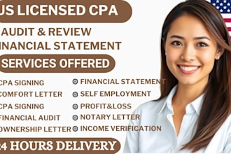 do US CPA financial review with pl and mortgage support letters