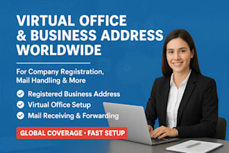 provide a virtual office or company address in any country in 12hrs