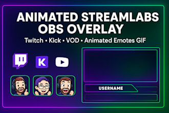design animated streamlab obs streamerbot overlay points twitch logo emotes GIF