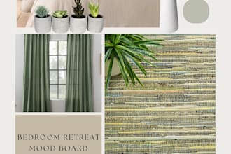 design a personalized moodboard and sample room layout
