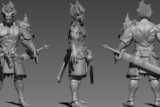 sculpt 3d creatures,warrior and fantasy character,3d miniatures,3d figurine,stl